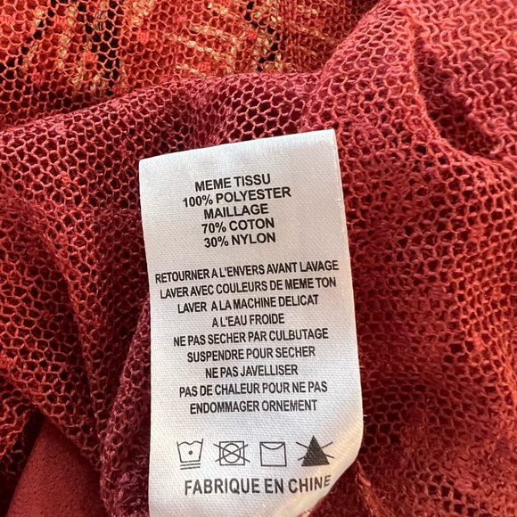 Miss Me Embroidered Boho Western Rust Camisole Tank Top Sheer Underlay Medium - Picture 6 of 10